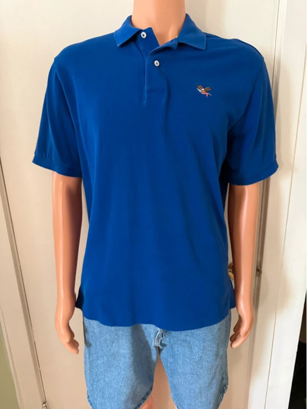 American living men’s size large navy blue polo golf shirt